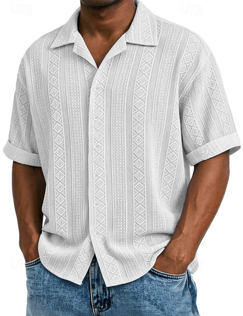 Camicia Jacquard Geometrica Manica Corta