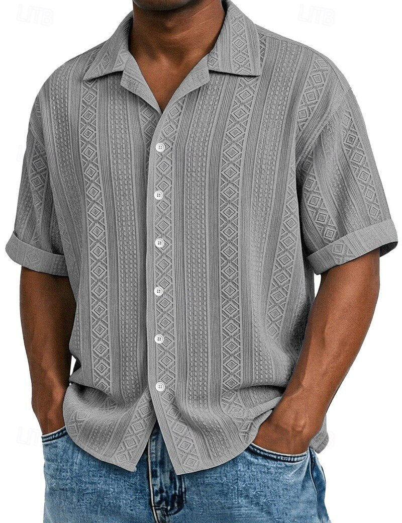 Camicia Jacquard Geometrica Manica Corta