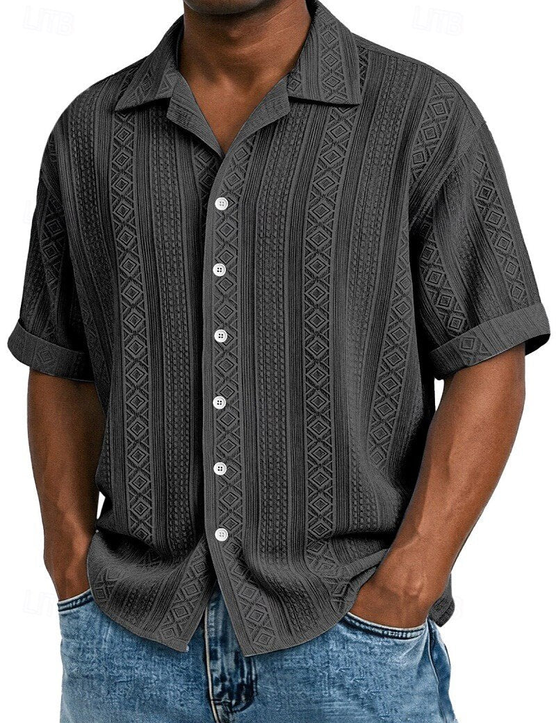 Camicia Jacquard Geometrica Manica Corta