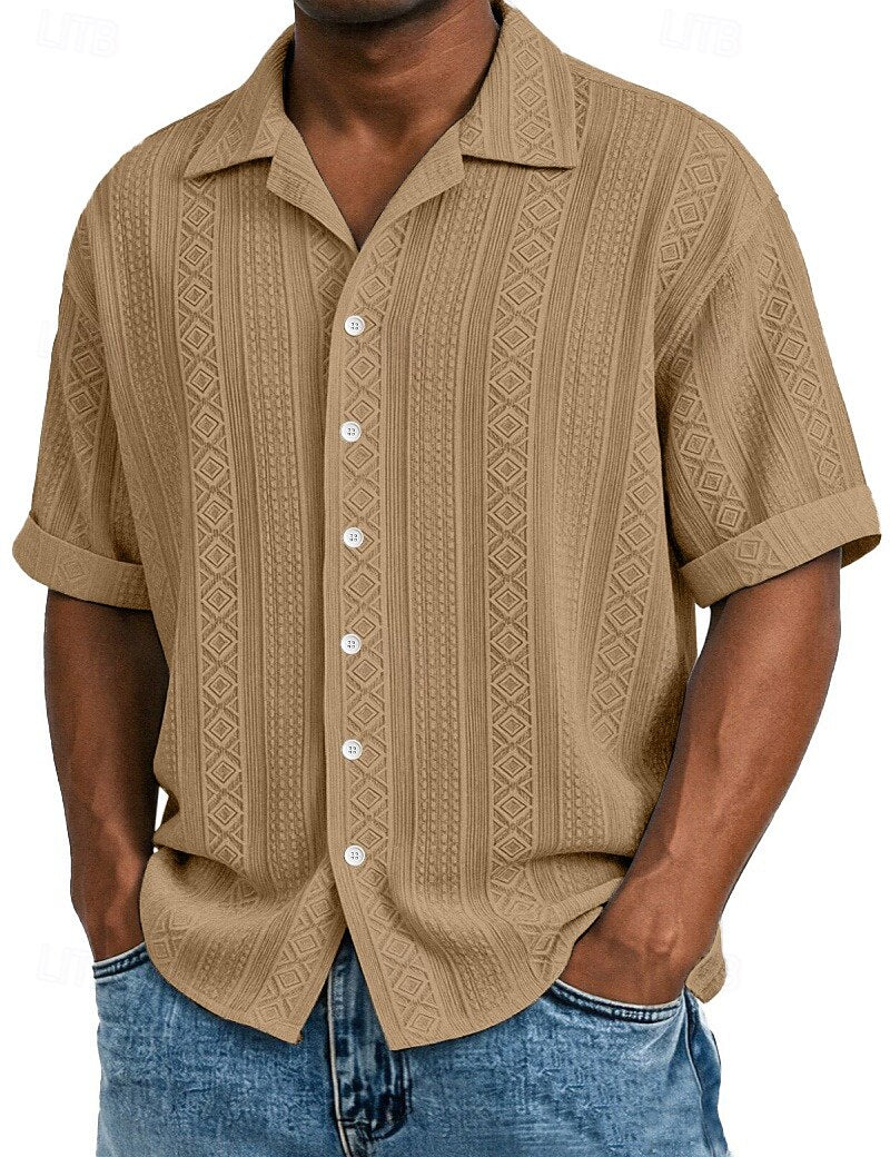 Camicia Jacquard Geometrica Manica Corta