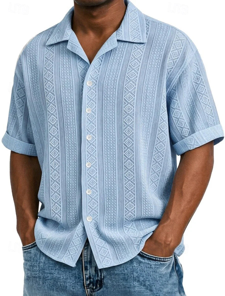 Camicia Jacquard Geometrica Manica Corta