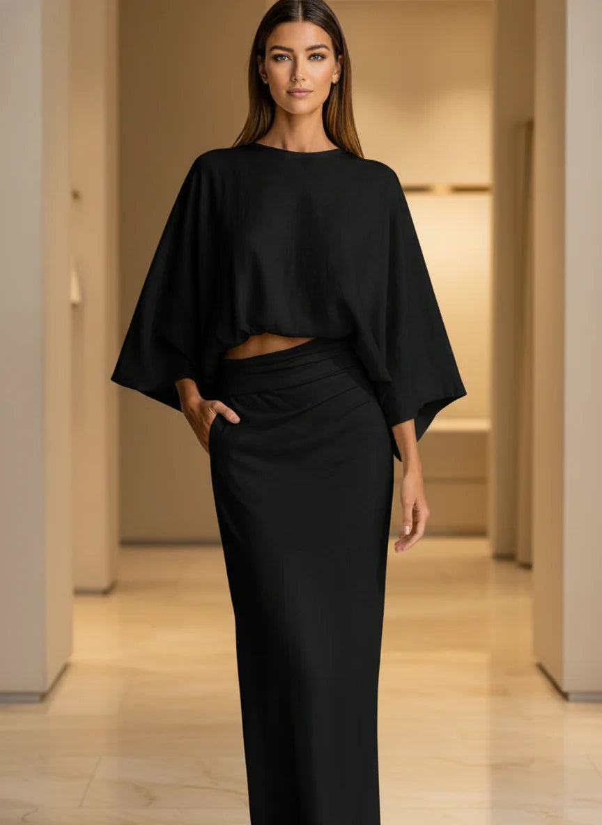 Completo Camicia Maniche Pipistrello e Gonna Lunga