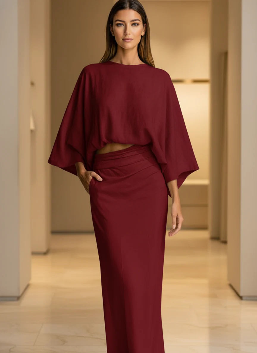 Completo Camicia Maniche Pipistrello e Gonna Lunga